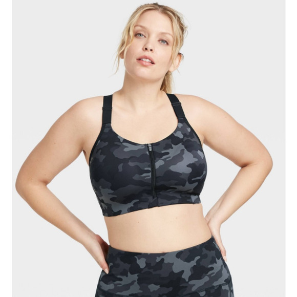 All in Motion Women's Camo High Support Zip-Front Sports Bra 38D - New - Picture 1 of 3